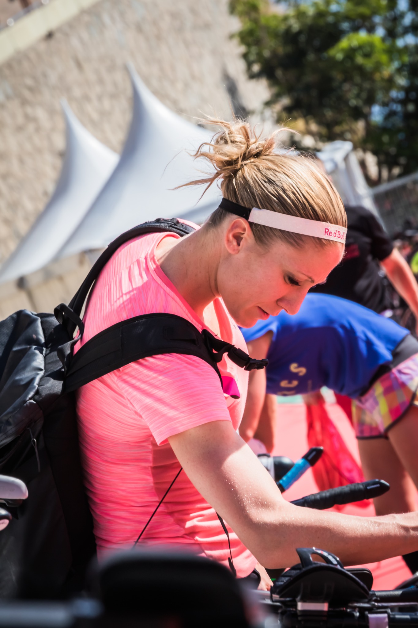 Daniela Ryf preparing in the transition area